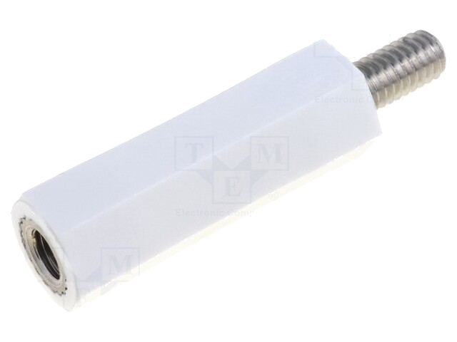 Isolatiebus; Int.schroefdraad: M4; L: 20mm; UL94V-2; Mat: polyamide Isolatiebus; Int.schroefdraad: M4; L: 20mm; UL94V-2; Mat: polyamide
